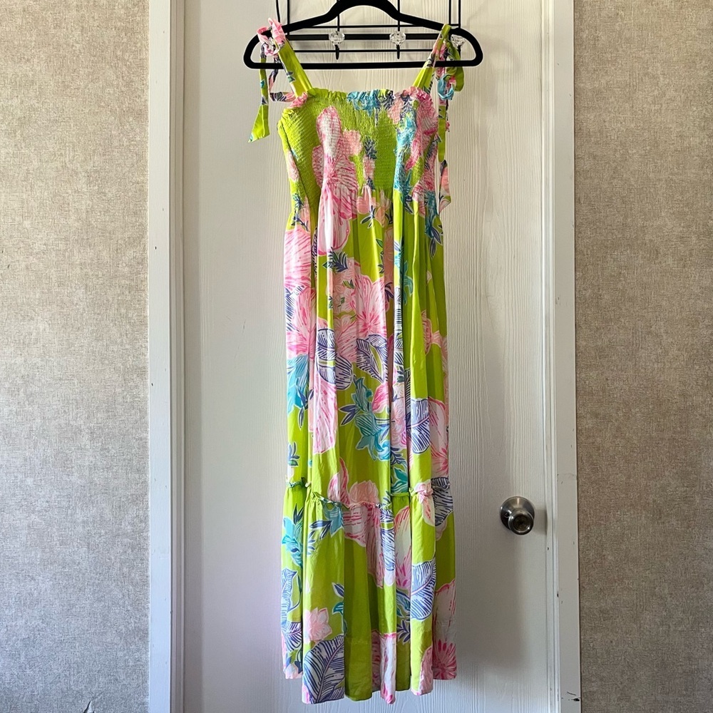 Lilly Pulitzer Rivera Midi Sundress Matcha Green Boho Babe with Pockets - Picture 6 of 9